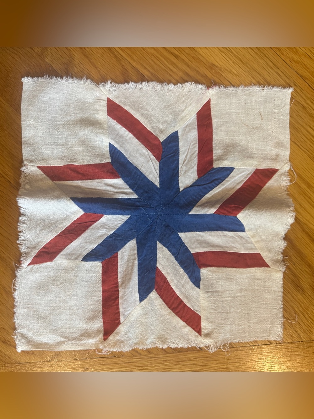 Vintage Star Patchwork Quilt Block - Red, White & Blue